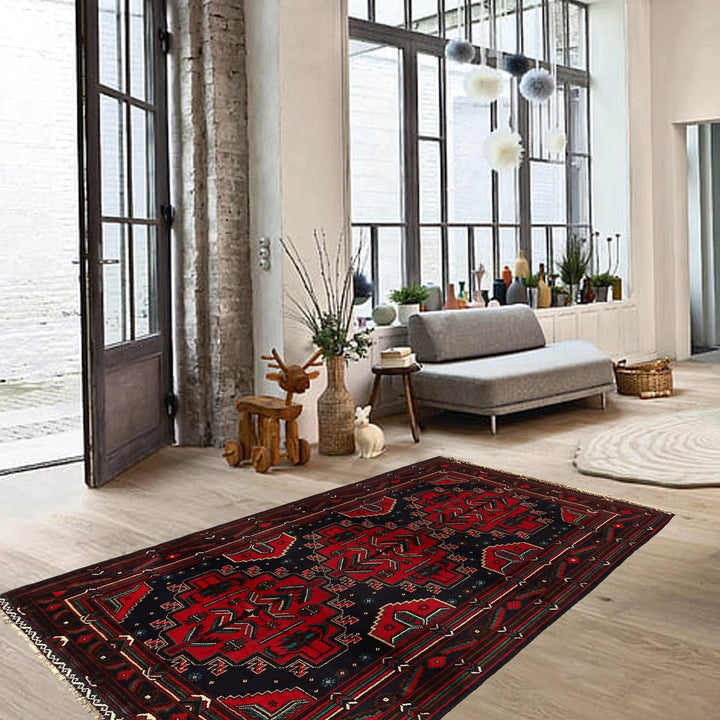 Afghan Baluchi Rug 4' 0" x 6' 5" Hand-Knotted | No. AL54960