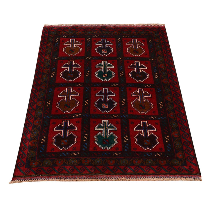 Afghan Baluchi Rug 3' 1" x 4' 2" Hand-Knotted | No. AL55006