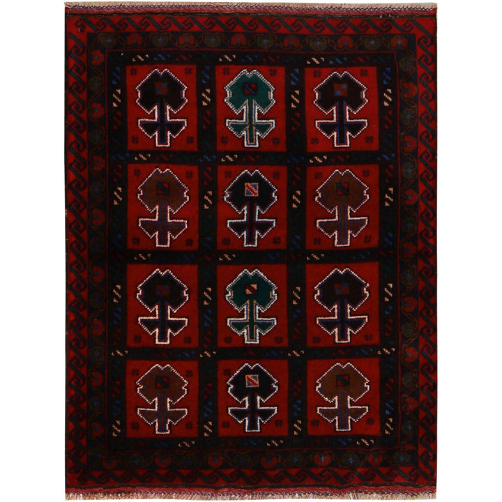 Afghan Baluchi Rug 3' 1" x 4' 2" Hand-Knotted | No. AL55006