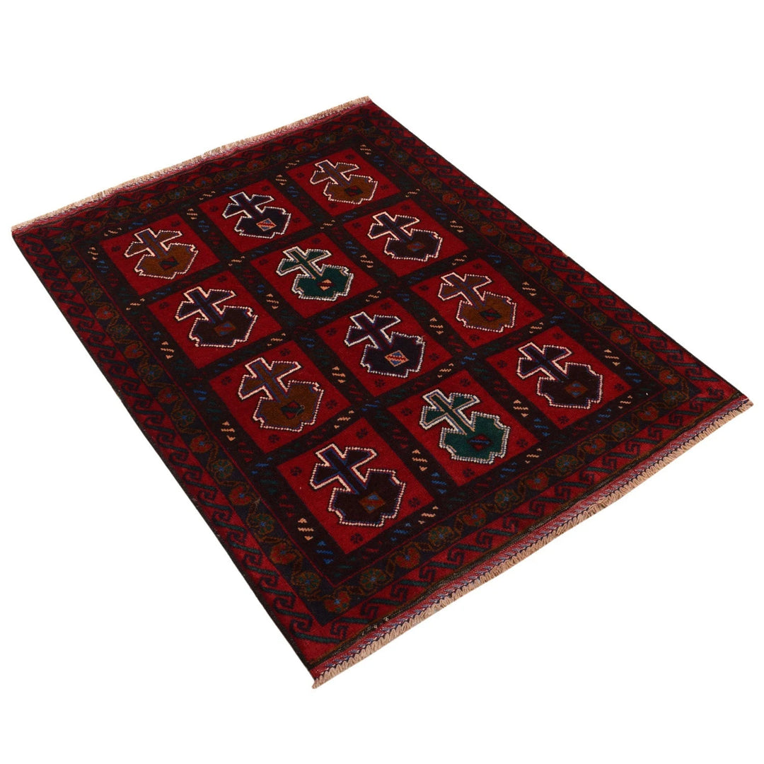 Afghan Baluchi Rug 3' 1" x 4' 2" Hand-Knotted | No. AL55006