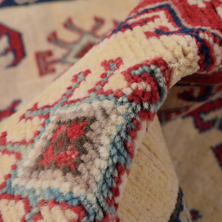 Ivory Afghan Kazak Rug 2' 10" x 4' 2" Hand-Knotted | No. AL55062