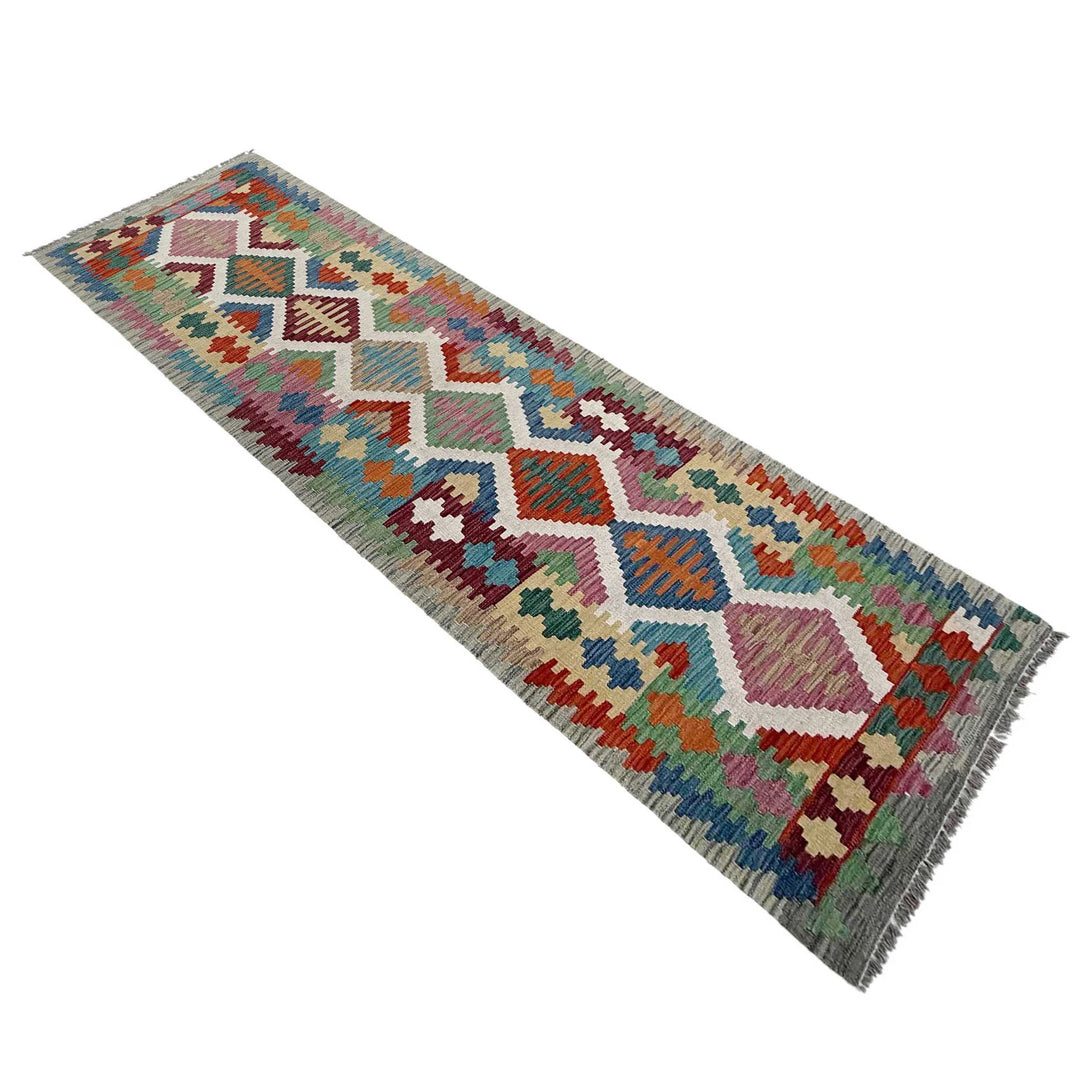 Afghan Vegetable Kilim Rug 2' 6" x 9' 10" Flat-Weave | No. AL550651