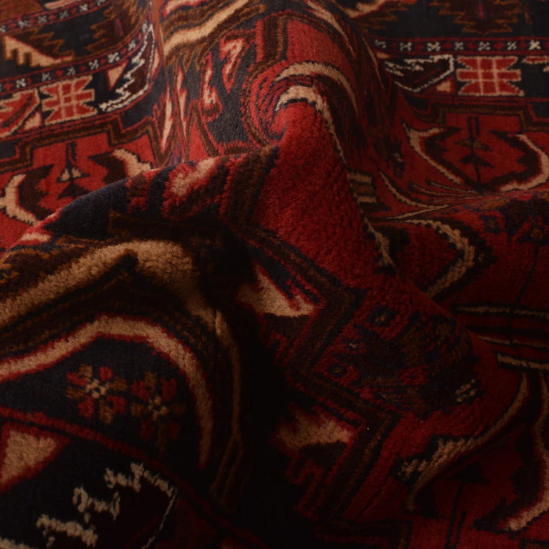 Red Afghan Prayer Rug 3' 1" x 4' 6" Hand-Knotted | No. AL55081
