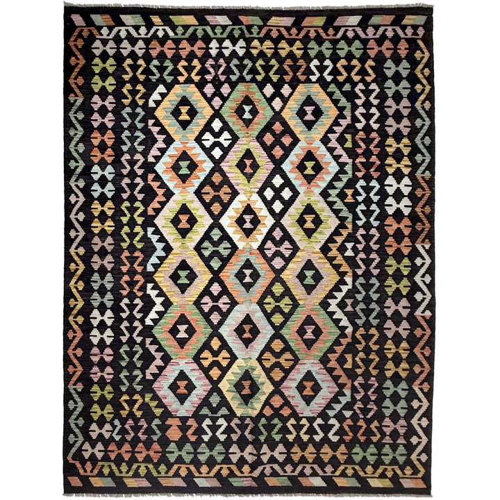 Afghan Vegetable Kilim Rug 6' 7" x 9' 9" Flat-Weave | No. AL550983