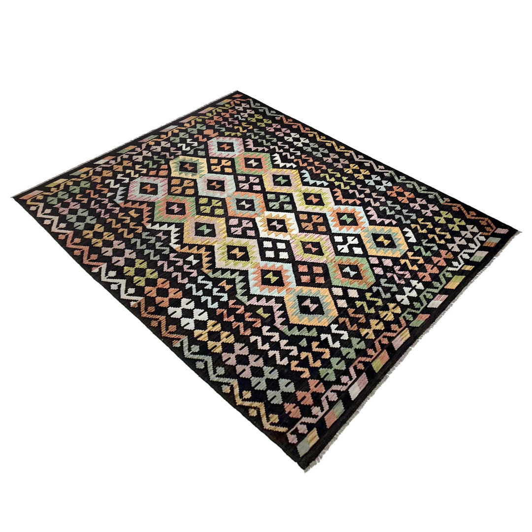 Afghan Vegetable Kilim Rug 6' 7" x 9' 9" Flat-Weave | No. AL550983