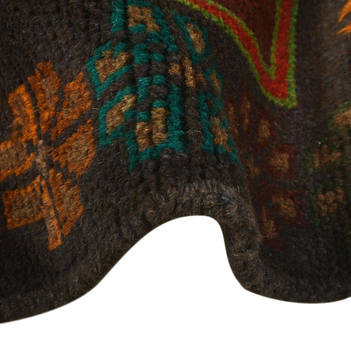 Black Afghan Baluchi Rug 4' 1" x 6' 3" Hand-Knotted | No. AL55098
