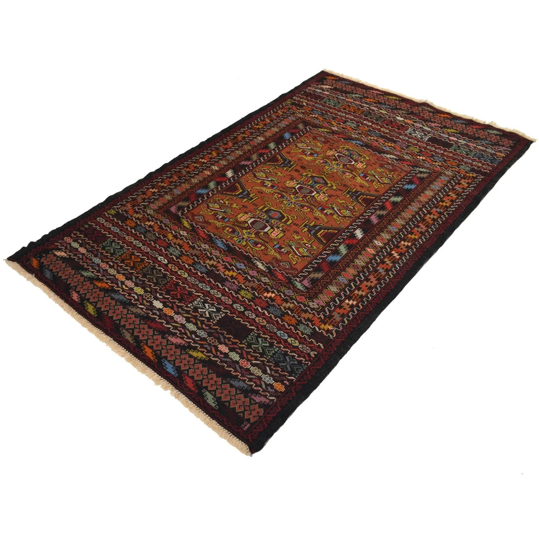 Afghan Maliki Kilim Rug 3'9" x 6'3" Flat-Weave | No. AL55120