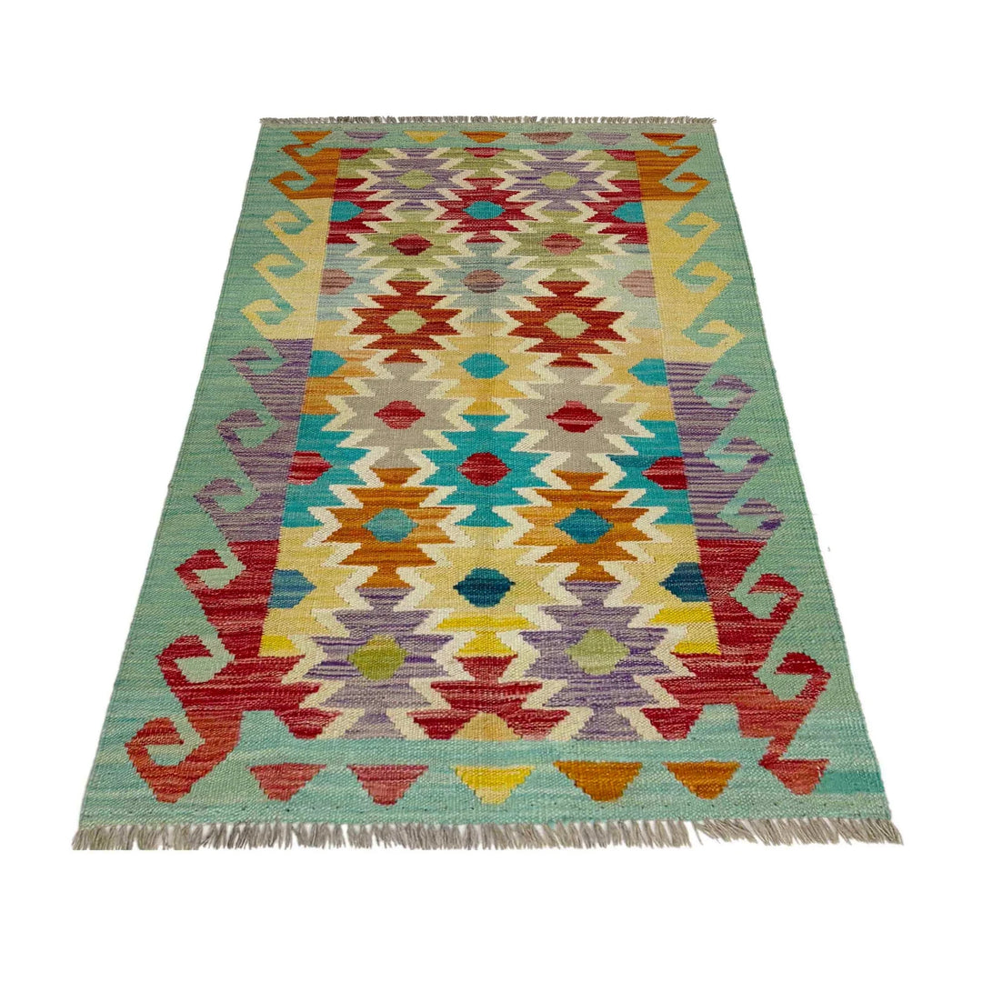 Afghan Vegetable Kilim Rug 2' 7" x 4' 1" Flat-Weave | No. AL551293