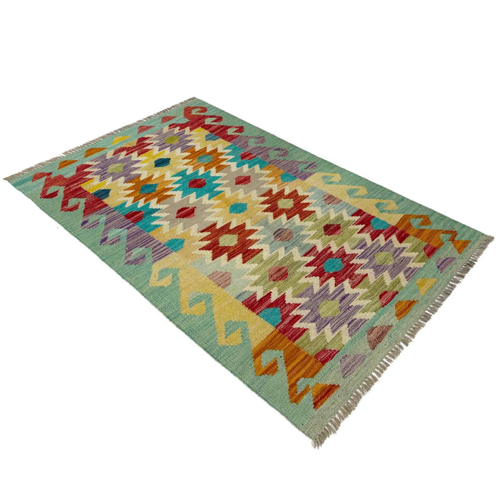 Afghan Vegetable Kilim Rug 2' 7" x 4' 1" Flat-Weave | No. AL551293