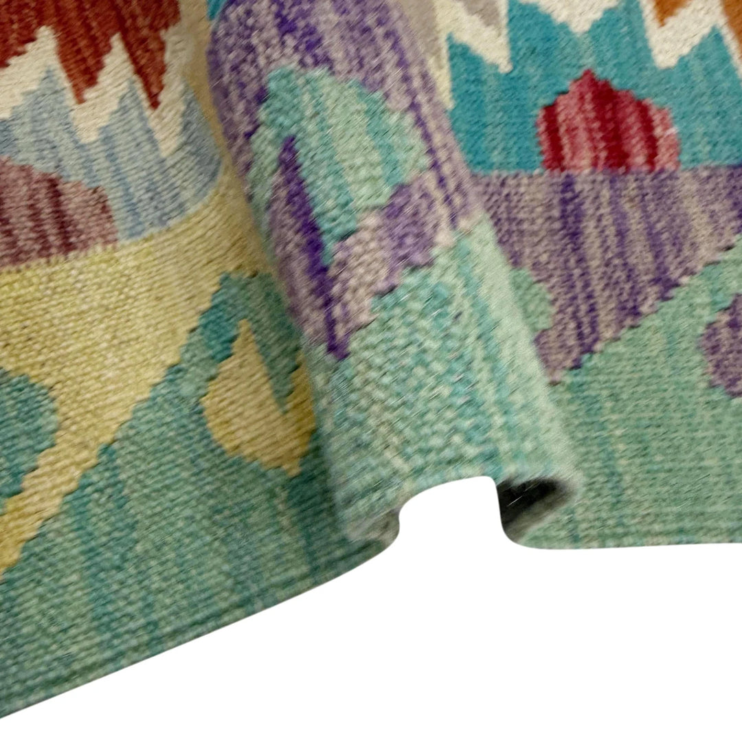 Afghan Vegetable Kilim Rug 2' 7" x 4' 1" Flat-Weave | No. AL551293