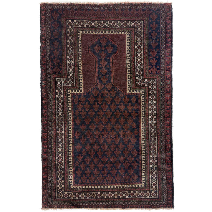 Multicolor Afghan Prayer Rug Rug 3' 0" x 4' 11" Hand-Knotted | No. AL55144