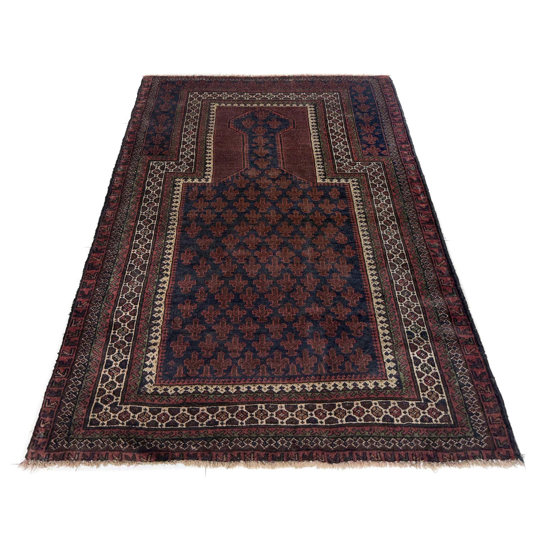 Multicolor Afghan Prayer Rug Rug 3' 0" x 4' 11" Hand-Knotted | No. AL55144