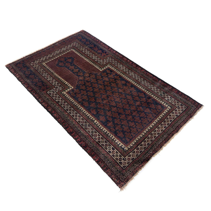 Multicolor Afghan Prayer Rug Rug 3' 0" x 4' 11" Hand-Knotted | No. AL55144