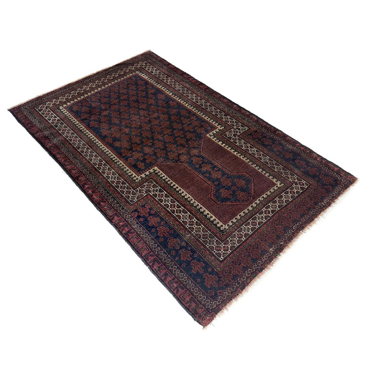 Multicolor Afghan Prayer Rug Rug 3' 0" x 4' 11" Hand-Knotted | No. AL55144