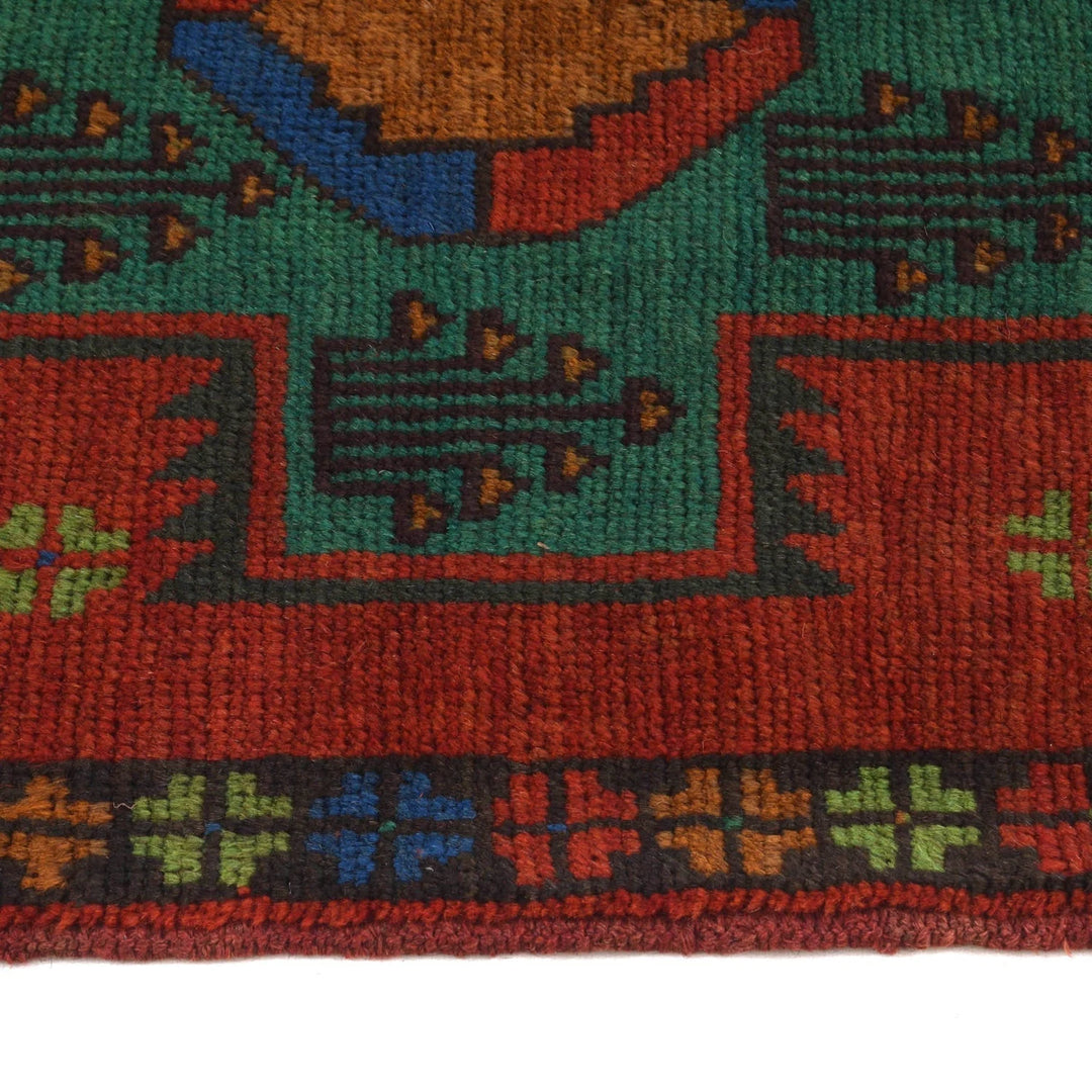 Red Afghan Baluchi Rug 2' 7" x 9' 3" Hand-Knotted | No. AL55161