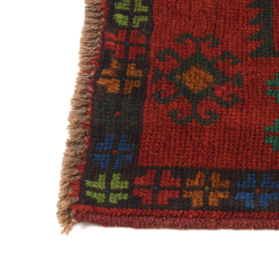 Red Afghan Baluchi Rug 2' 7" x 9' 3" Hand-Knotted | No. AL55161
