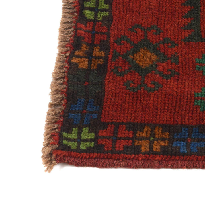 Red Afghan Baluchi Rug 2' 7" x 9' 3" Hand-Knotted | No. AL55161
