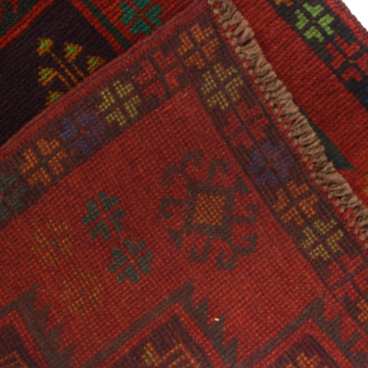 Red Afghan Baluchi Rug 2' 7" x 9' 3" Hand-Knotted | No. AL55161