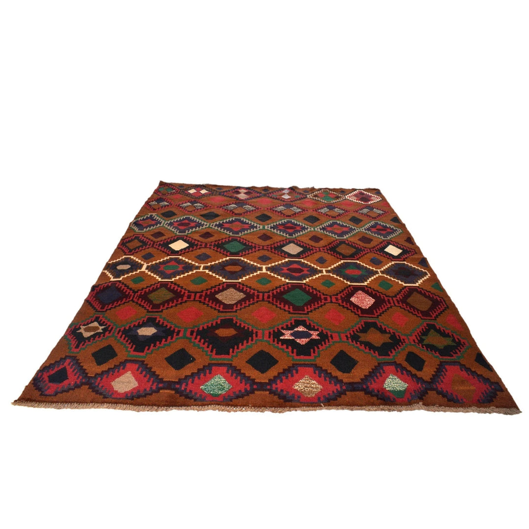 Tan Afghan Kohistani Rug 6' 2" x 7' 10" Hand-Knotted | No. AL55226