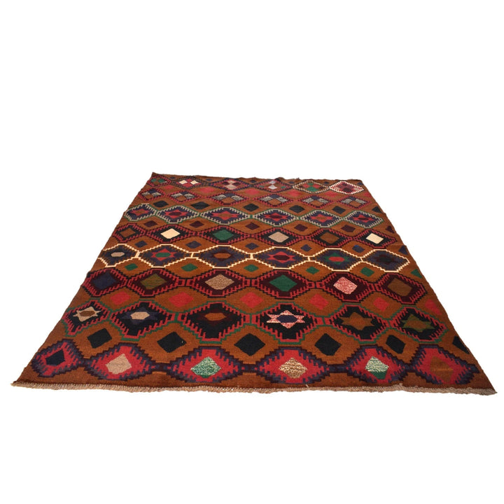 Tan Afghan Kohistani Rug 6' 2" x 7' 10" Hand-Knotted | No. AL55226
