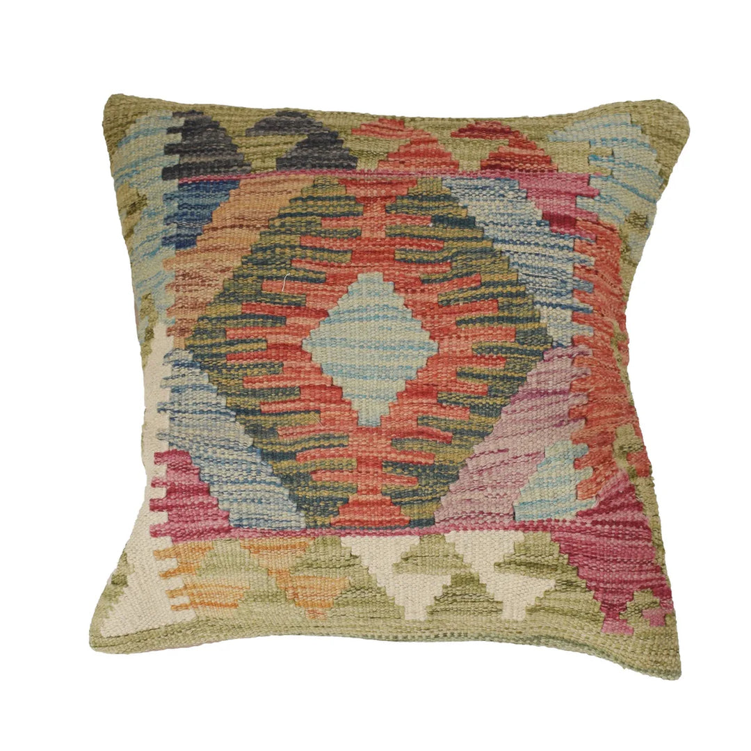 Afghan Kelim Cushion 1' 6" x 1' 6" Flat-Weave | No. AL55258