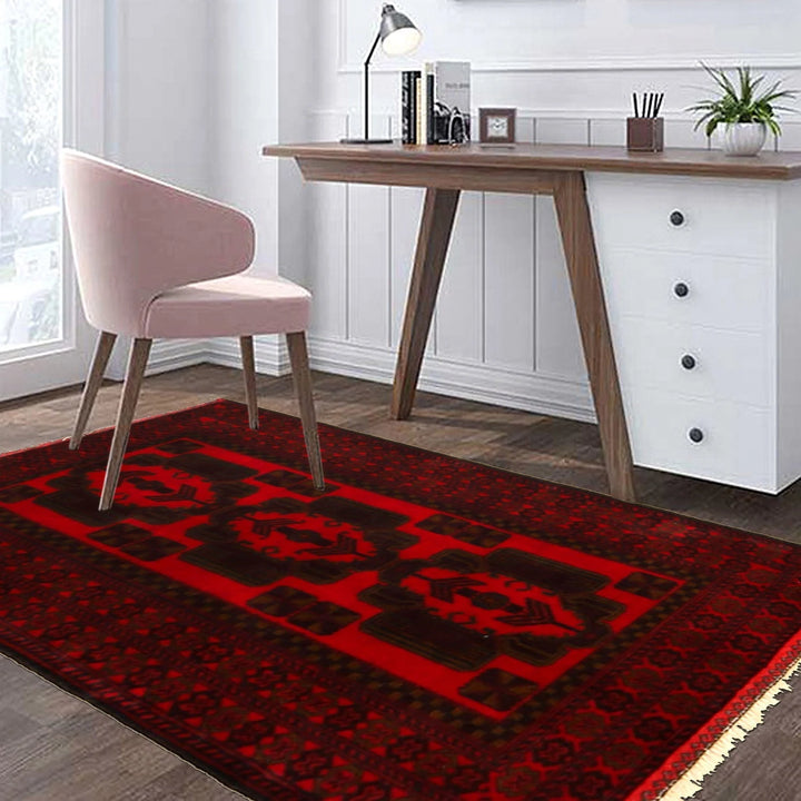 Afghan Baluchi Rug 2' 7" x 4' 6" Hand-Knotted | No. AL55267