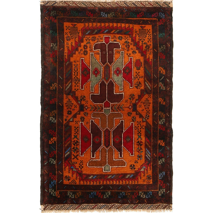 Afghan Baluchi Rug 2' 8" x 5' 2" Hand-Knotted | No. AL55280