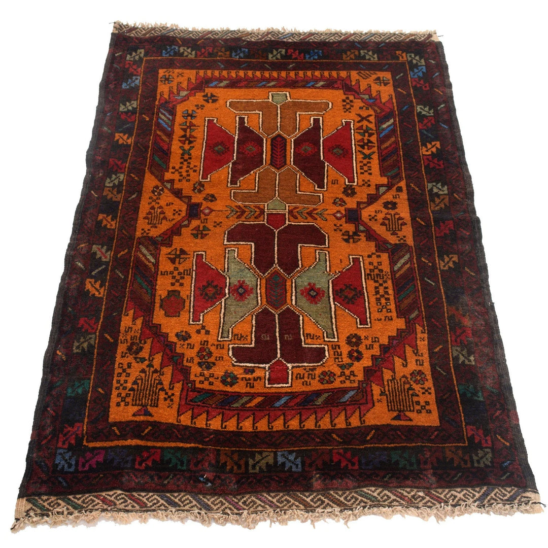 Afghan Baluchi Rug 2' 8" x 5' 2" Hand-Knotted | No. AL55280