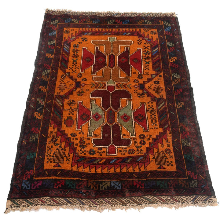 Afghan Baluchi Rug 2' 8" x 5' 2" Hand-Knotted | No. AL55280