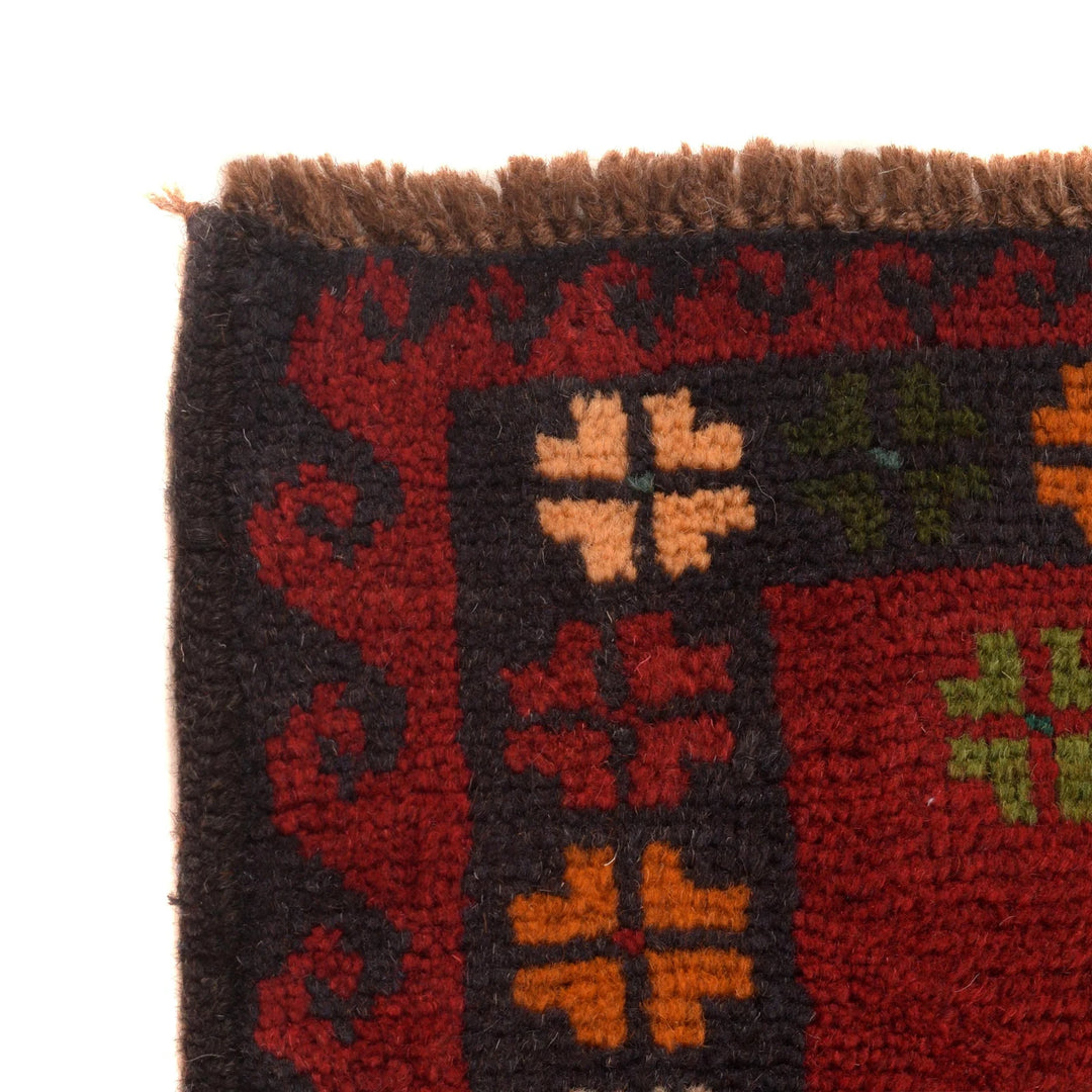 Red Afghan Baluchi Rug 2' 11" x 4' 8" Hand-Knotted | No. AL55297