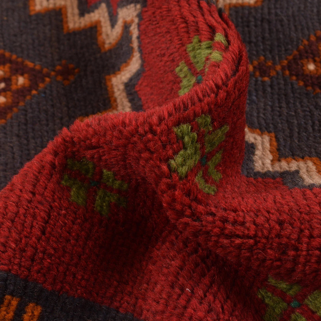 Red Afghan Baluchi Rug 2' 11" x 4' 8" Hand-Knotted | No. AL55297