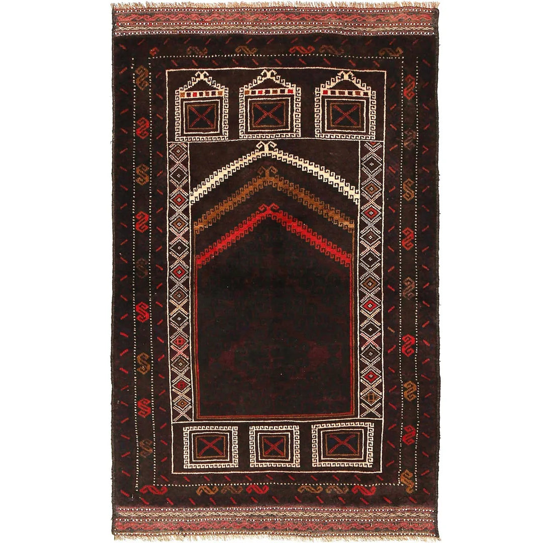 Afghan Prayer Rug 3' 1" x 5' 2" Hand-Knotted | No. AL55311