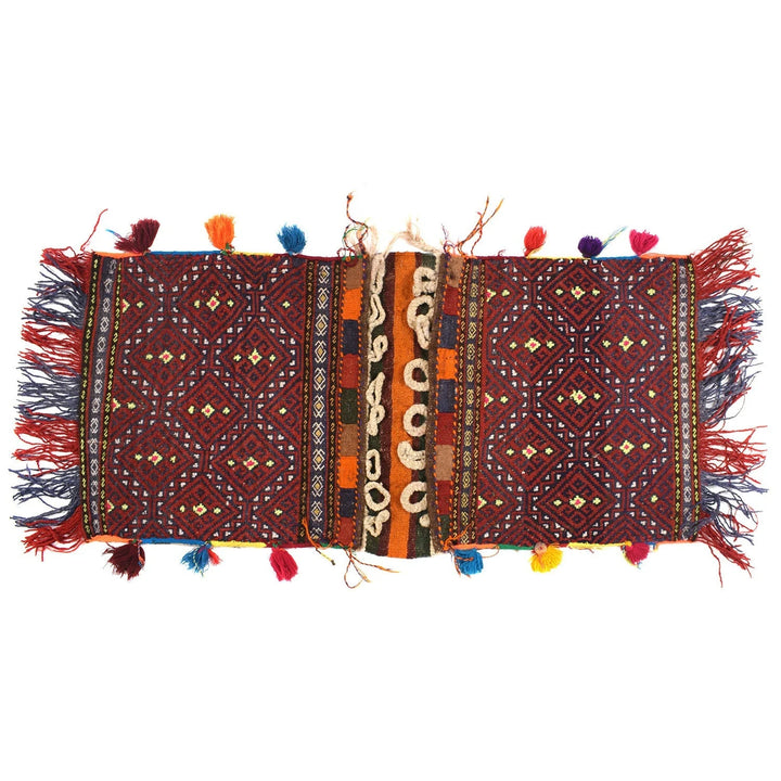 Red Afghan Geometric Rug 1' 6" x 3' 4" Hand-Knotted | No. AL55323