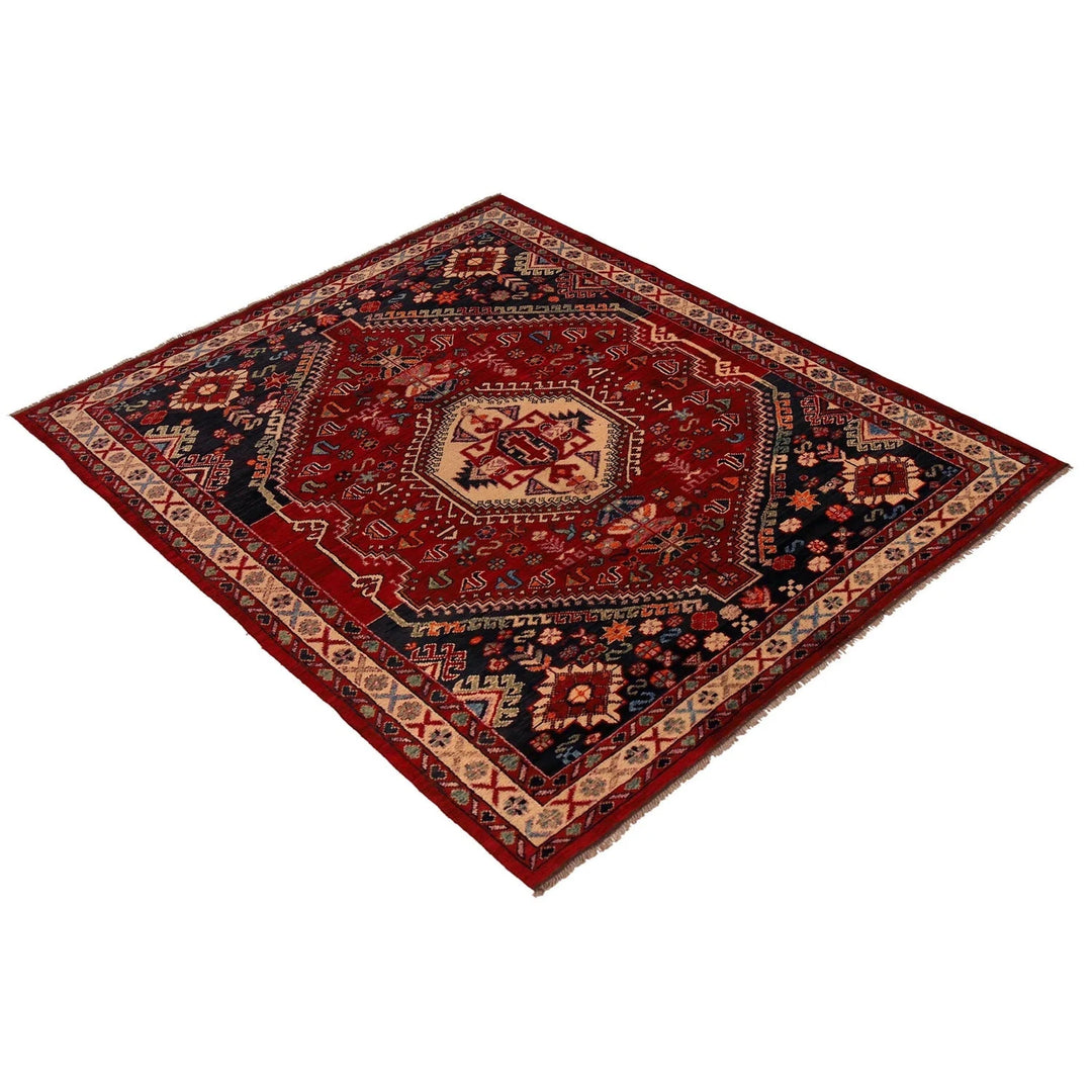 Red Afghan Shirazi Rug 6' 7" x 9' 4" Hand-Knotted | No. AL55341