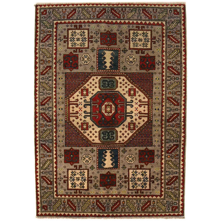 Brown Afghan Mamluk Rug 3' 4" x 4' 9" Hand-Knotted | No. AL55370