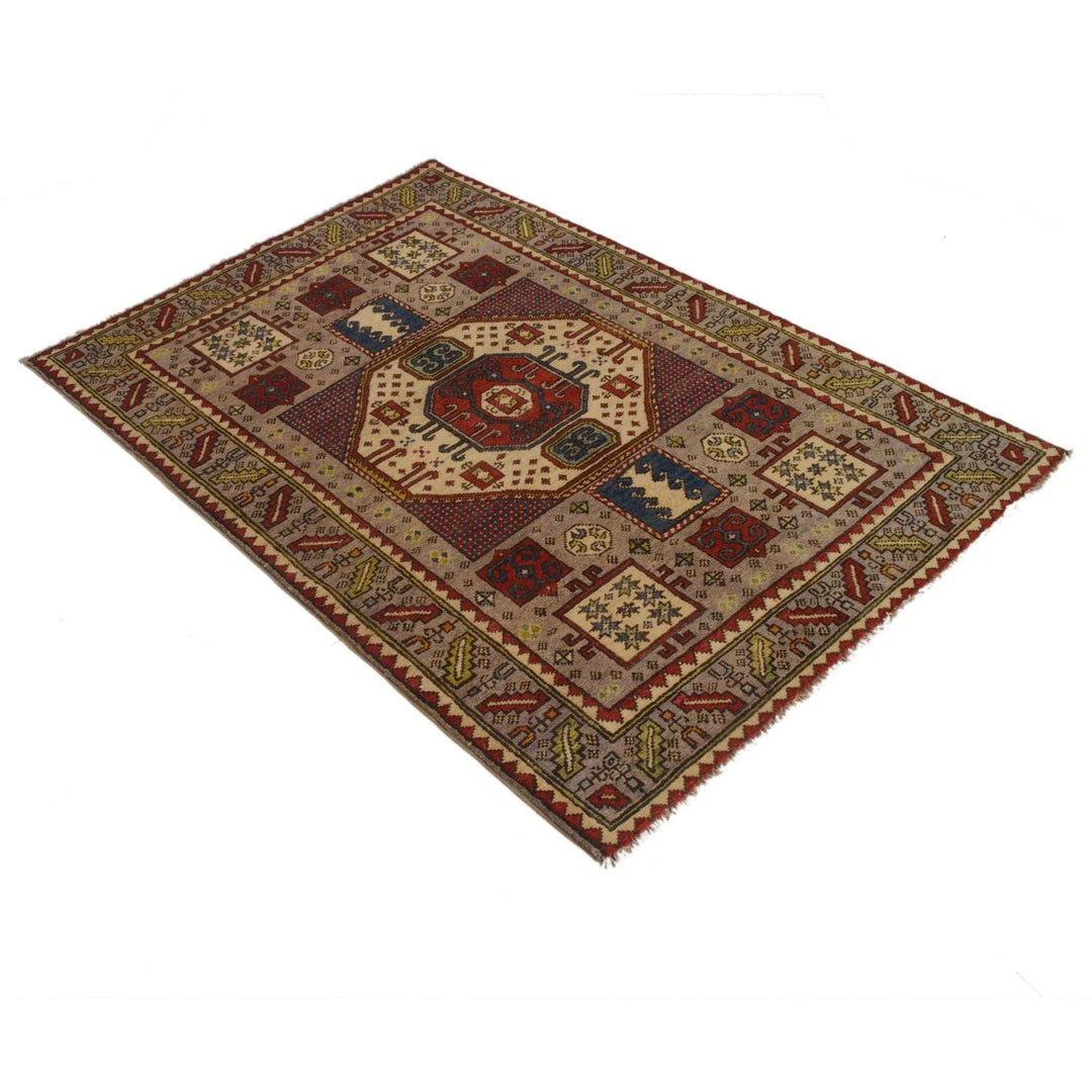 Brown Afghan Mamluk Rug 3' 4" x 4' 9" Hand-Knotted | No. AL55370