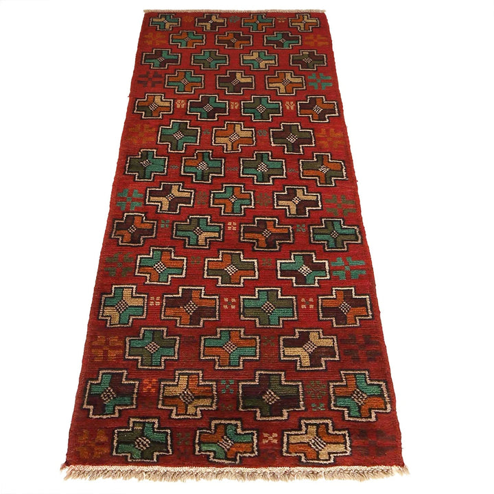 Red Afghan Baluchi Rug 1' 11" x 6' 8" Hand-Knotted | No. AL55412