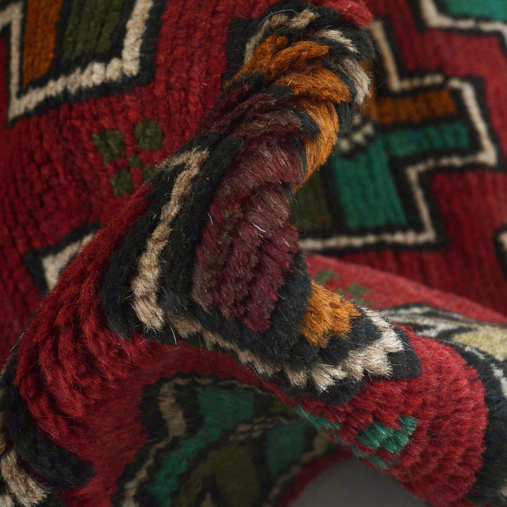 Red Afghan Baluchi Rug 1' 11" x 6' 8" Hand-Knotted | No. AL55412