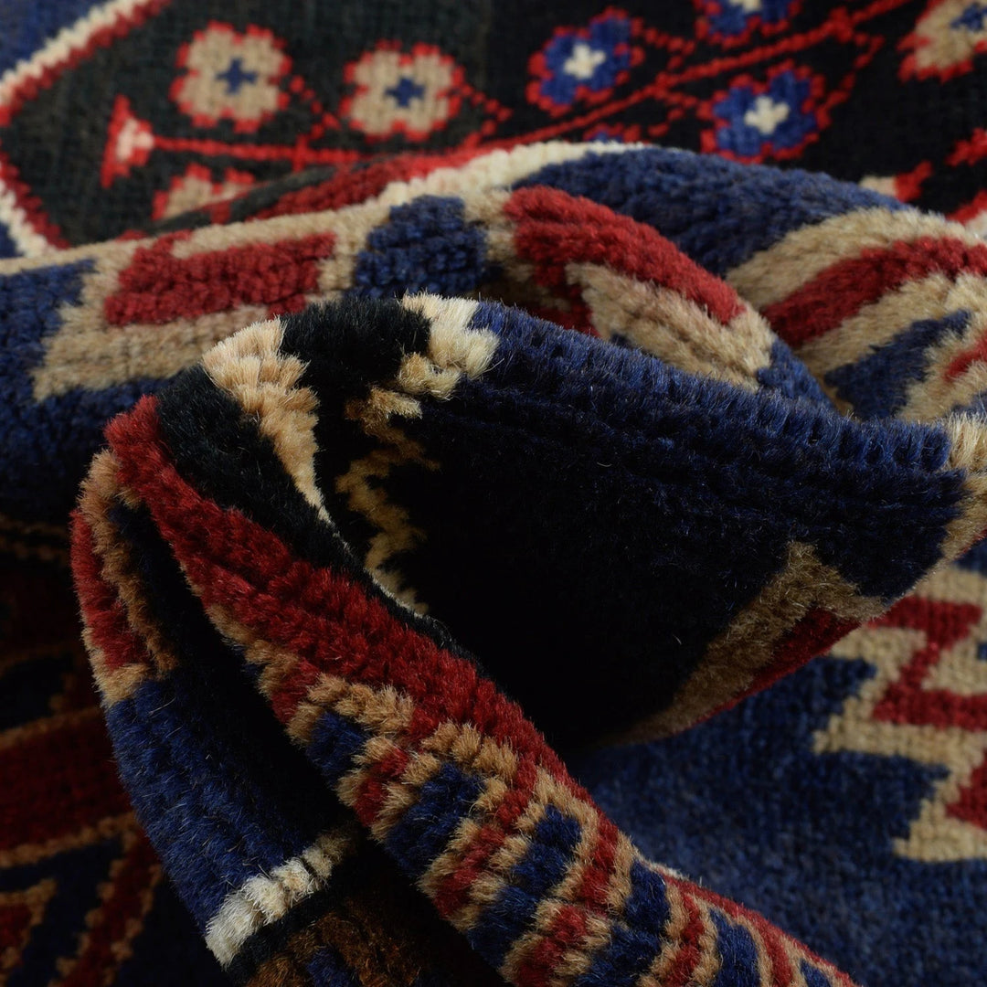 Afghan Baluchi Rug 3' 3" x 4' 8" Hand-Knotted | No. AL55446