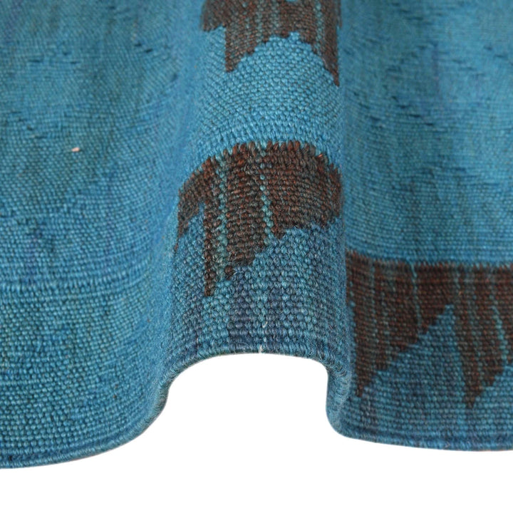 Blue Afghan Kilim Rug 3' 8" x 5' 7" Flat-Weave | No. AL55458