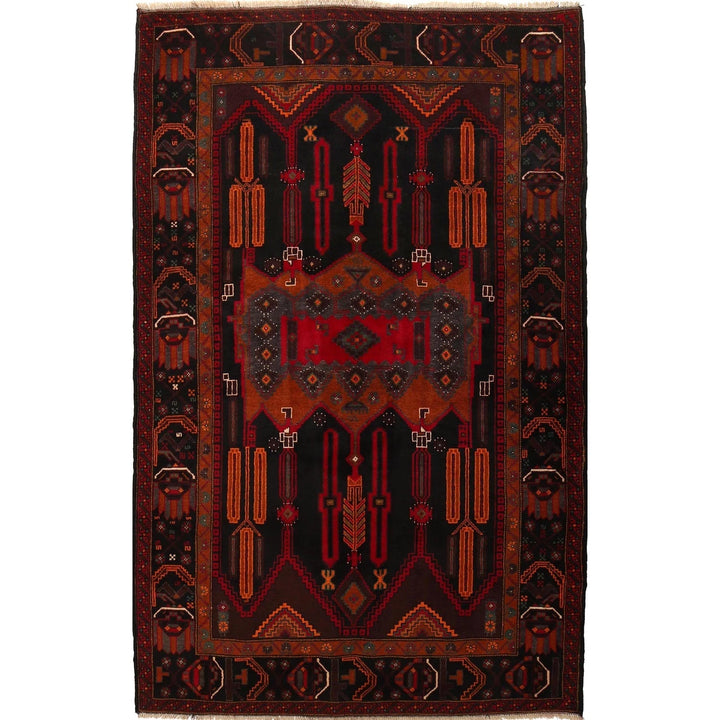 Afghan Baluchi Rug 4' 3" x 7' 1" Hand-Knotted | No. AL55466