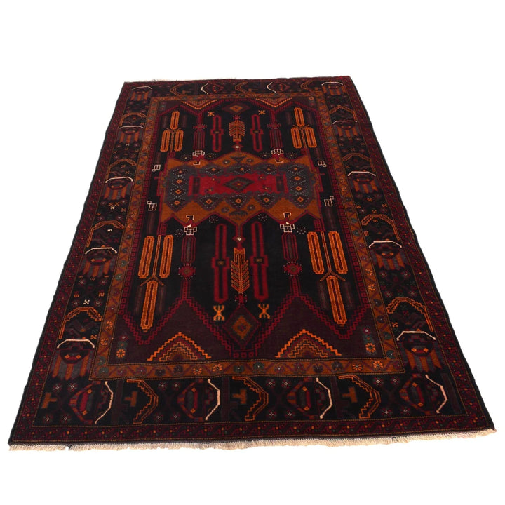 Afghan Baluchi Rug 4' 3" x 7' 1" Hand-Knotted | No. AL55466