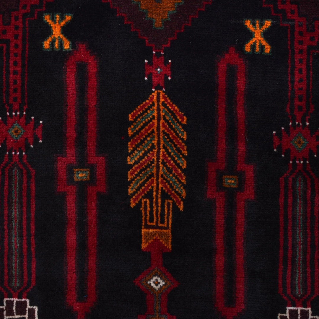 Afghan Baluchi Rug 4' 3" x 7' 1" Hand-Knotted | No. AL55466