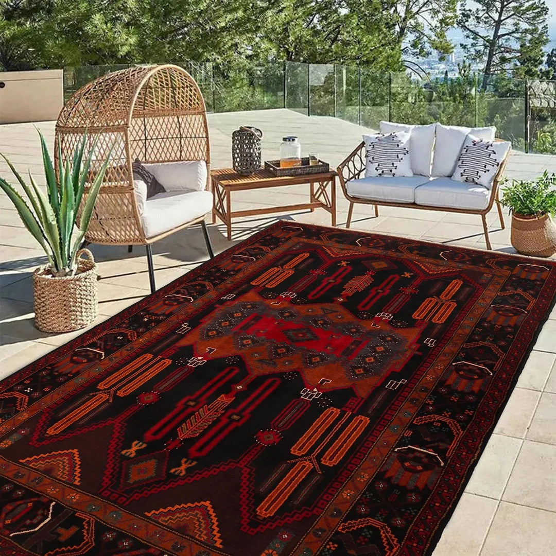Afghan Baluchi Rug 4' 3" x 7' 1" Hand-Knotted | No. AL55466