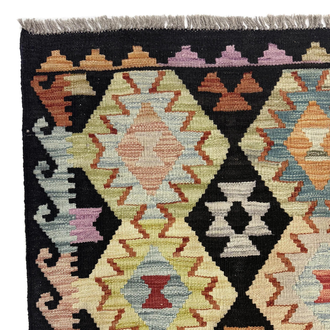 Afghan Vegetable Kilim Rug 6' 8" x 9' 11" Flat-Weave | No. AL555132