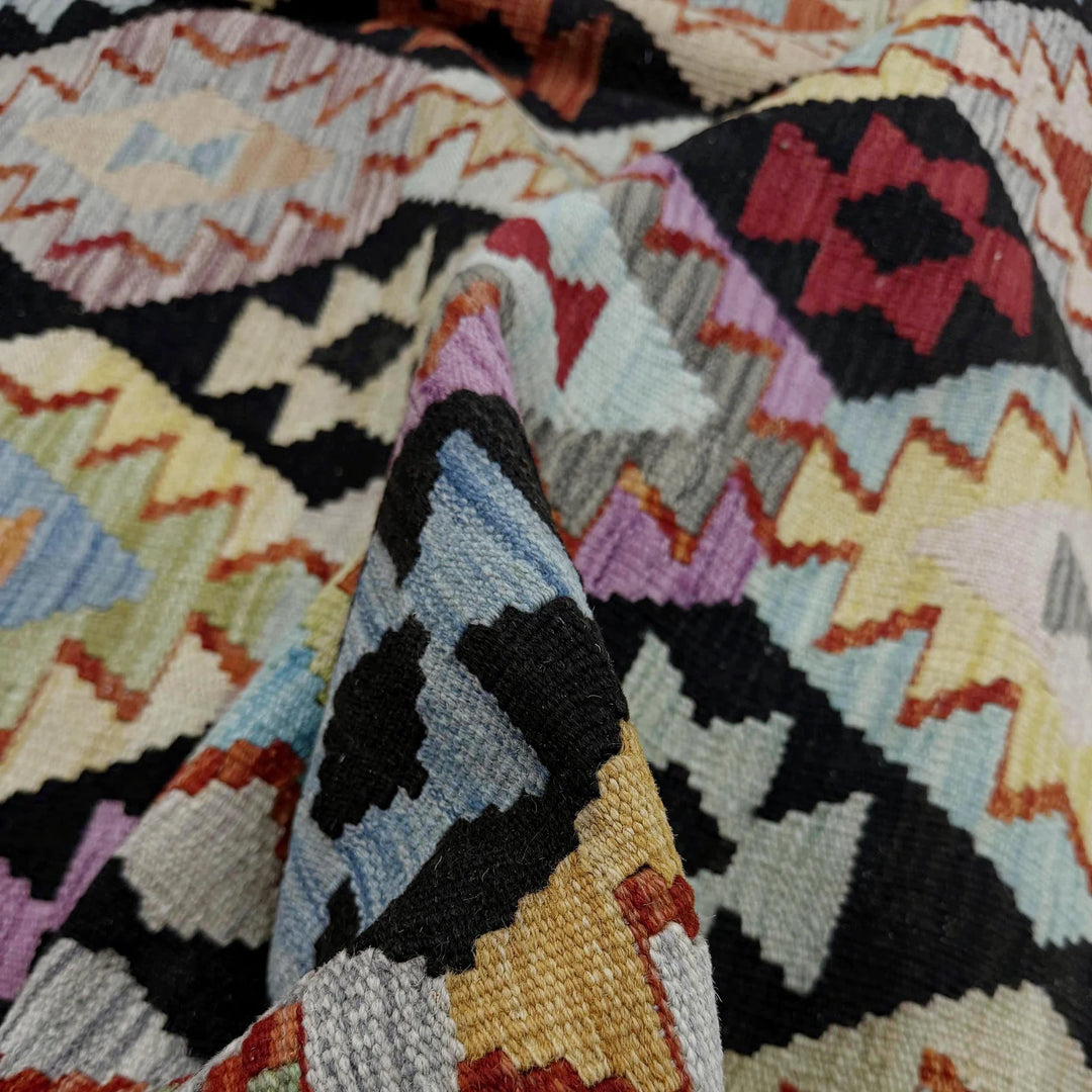 Afghan Vegetable Kilim Rug 6' 8" x 9' 11" Flat-Weave | No. AL555132