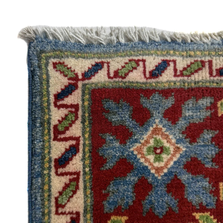 Blue Afghan Kazak Rug 4' 0" x 6' 0" Hand-Knotted | No. AL555175