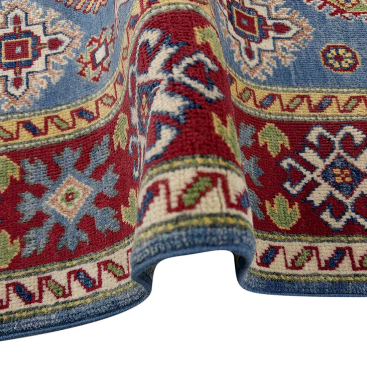 Blue Afghan Kazak Rug 4' 0" x 6' 0" Hand-Knotted | No. AL555175