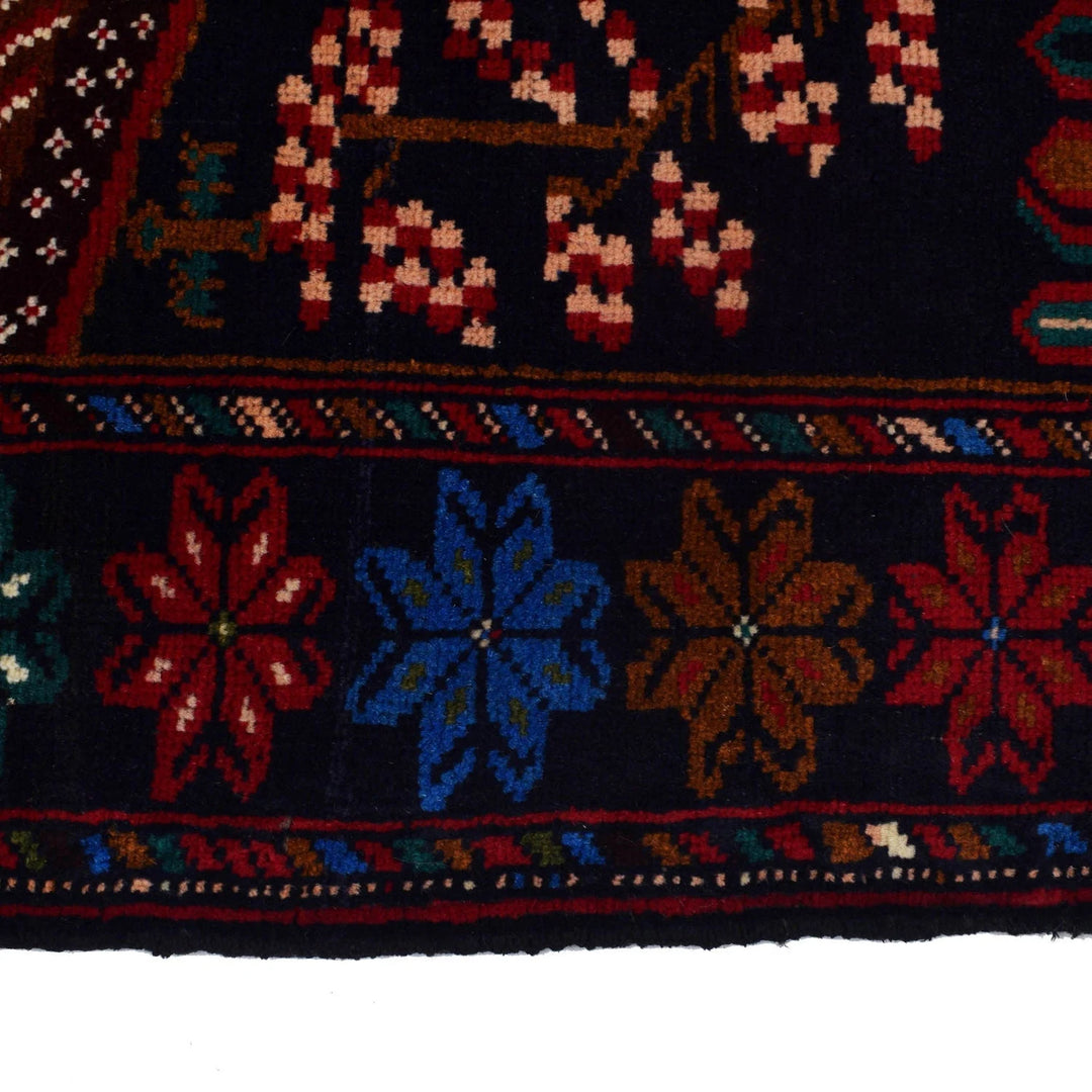 Black Afghan Baluchi Rug 3' 0" x 4' 8" Hand-Knotted | No. AL55532