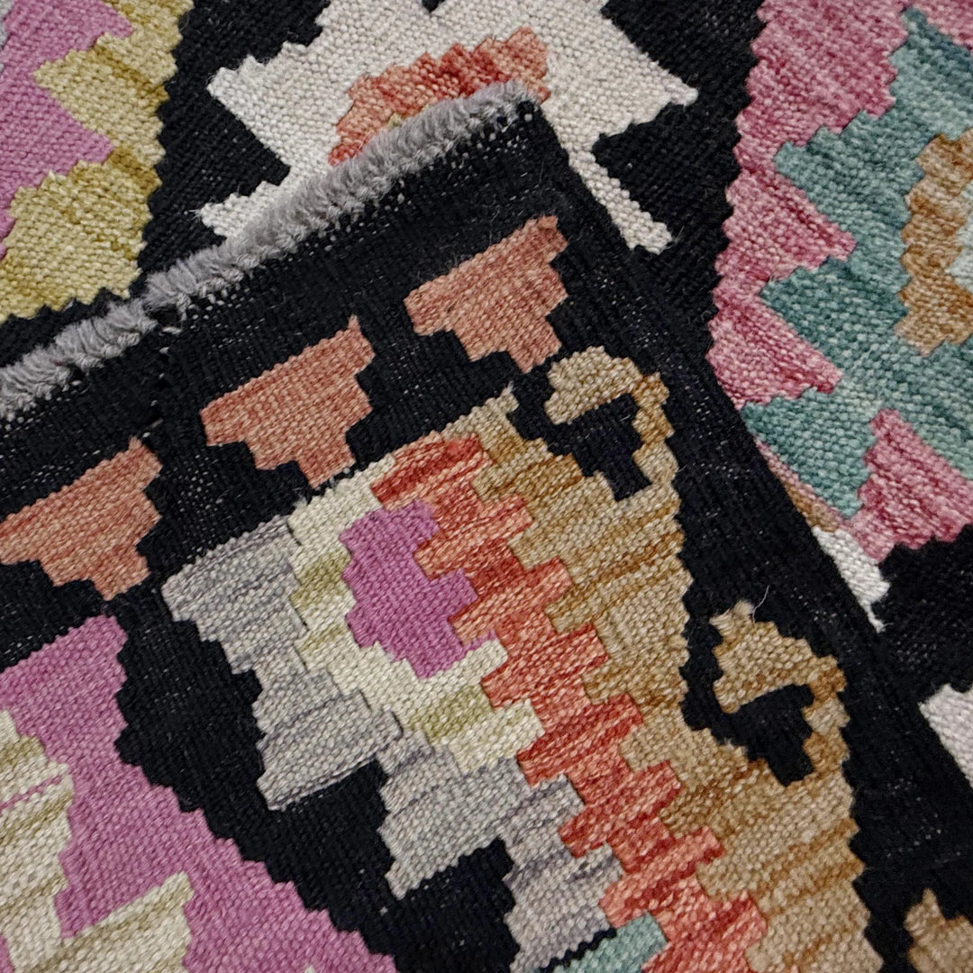 Afghan Vegetable Kilim Rug 6' 8" x 9' 9" Flat-Weave | No. AL556240